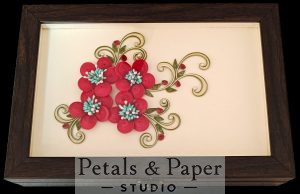 Handcrafted Wooden Box with Red Quilling Floral Design
