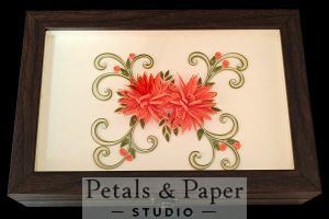 Handcrafted Wooden Box with Coral Quilling Floral Design