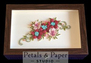 handcrafted wooden decorative box, red floral quilling jewelry box, wooden keepsake gift box, floral wooden storage box