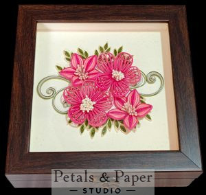 Handcrafted Wooden Box with Pink Quilling Floral Design